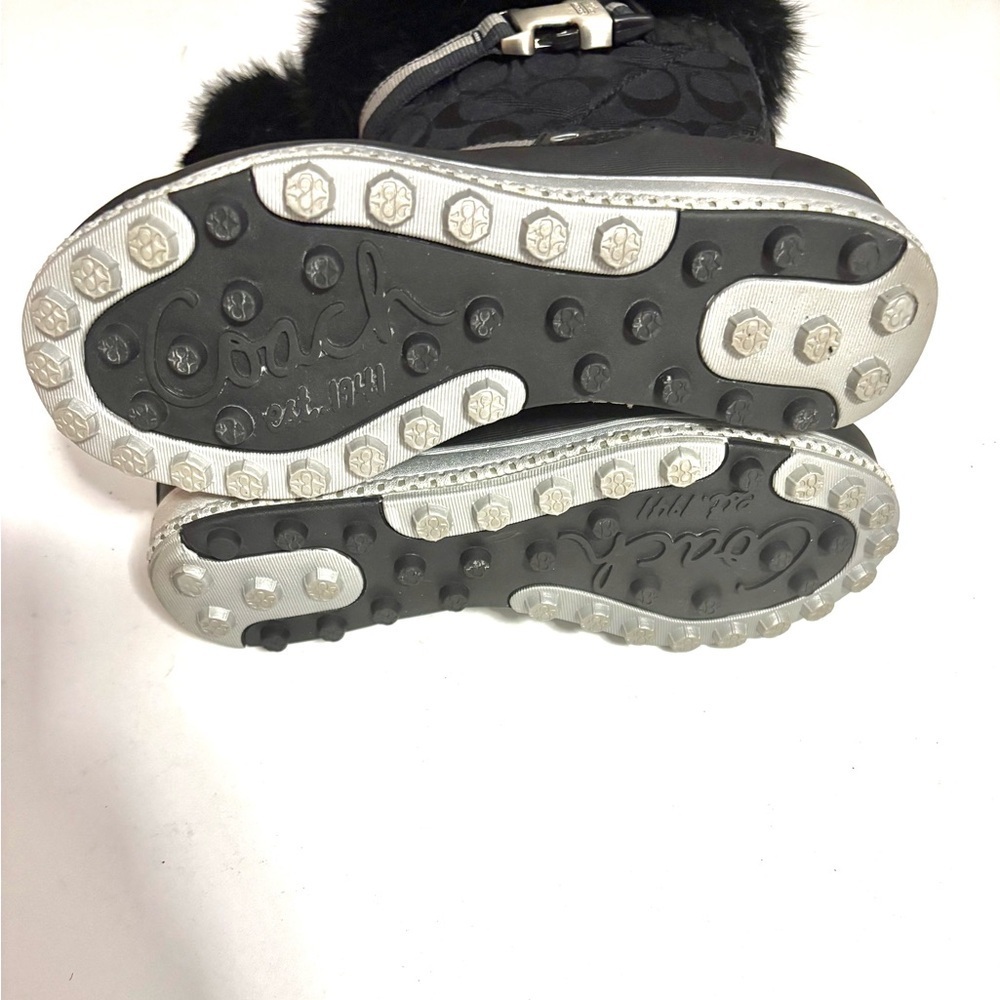 Coach Mariette Rabbit Fur Suede Silver Straps & Bottom Snow Boots WMNS Sz 5 NWOB - Picture 5 of 11